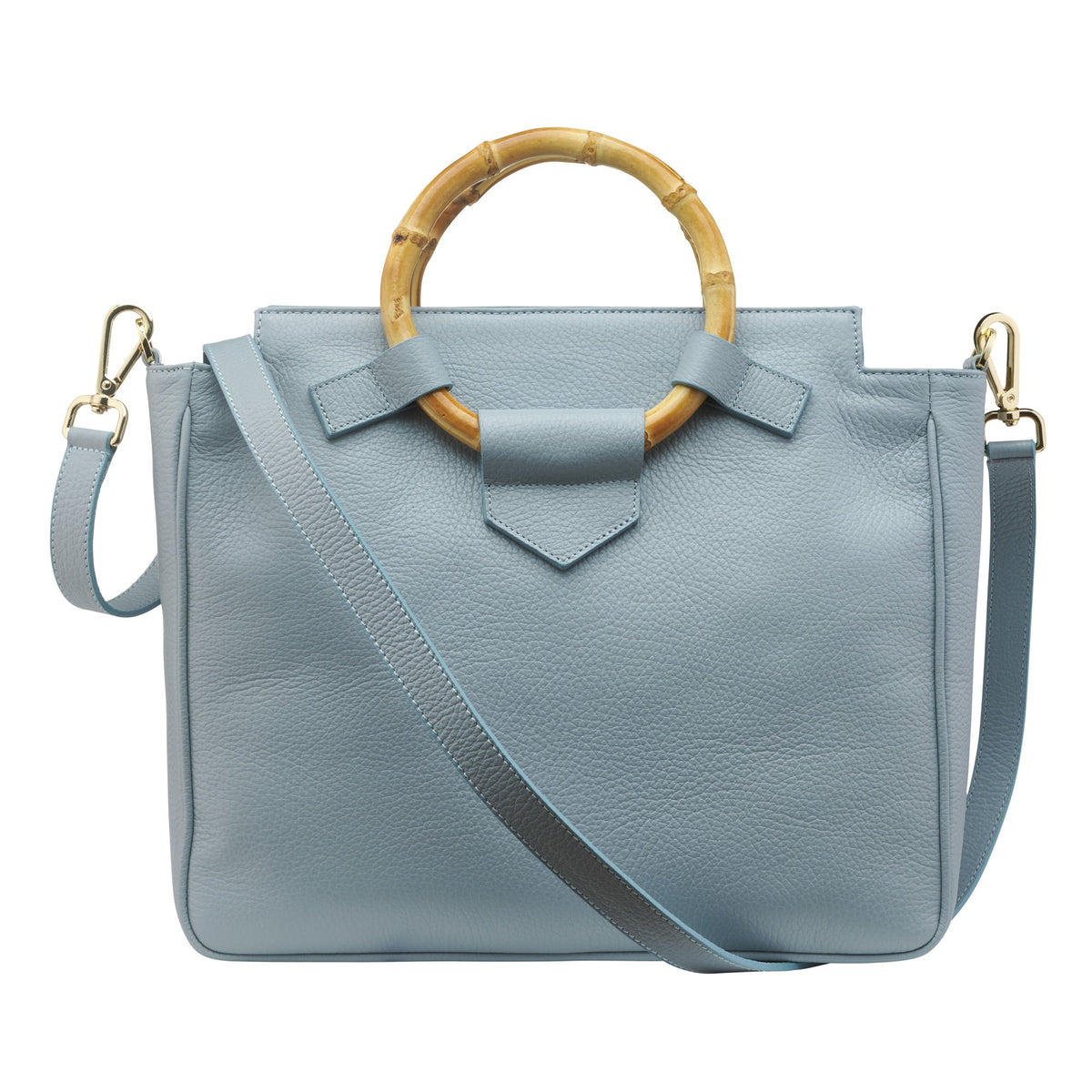 Aqua Bamboo Leather Handbag