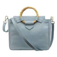 Aqua Bamboo Leather Handbag
