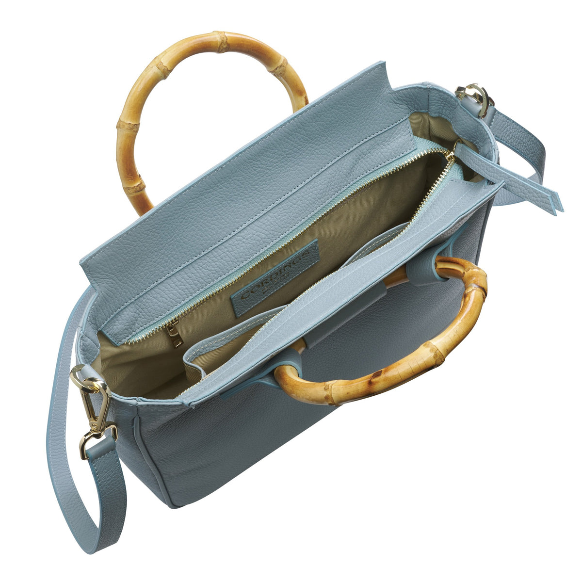 Aqua Bamboo Leather Handbag
