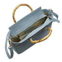 Aqua Bamboo Leather Handbag