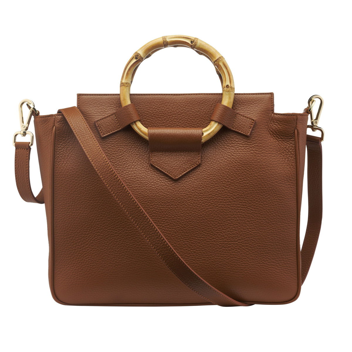 Tan Bamboo Leather Handbag