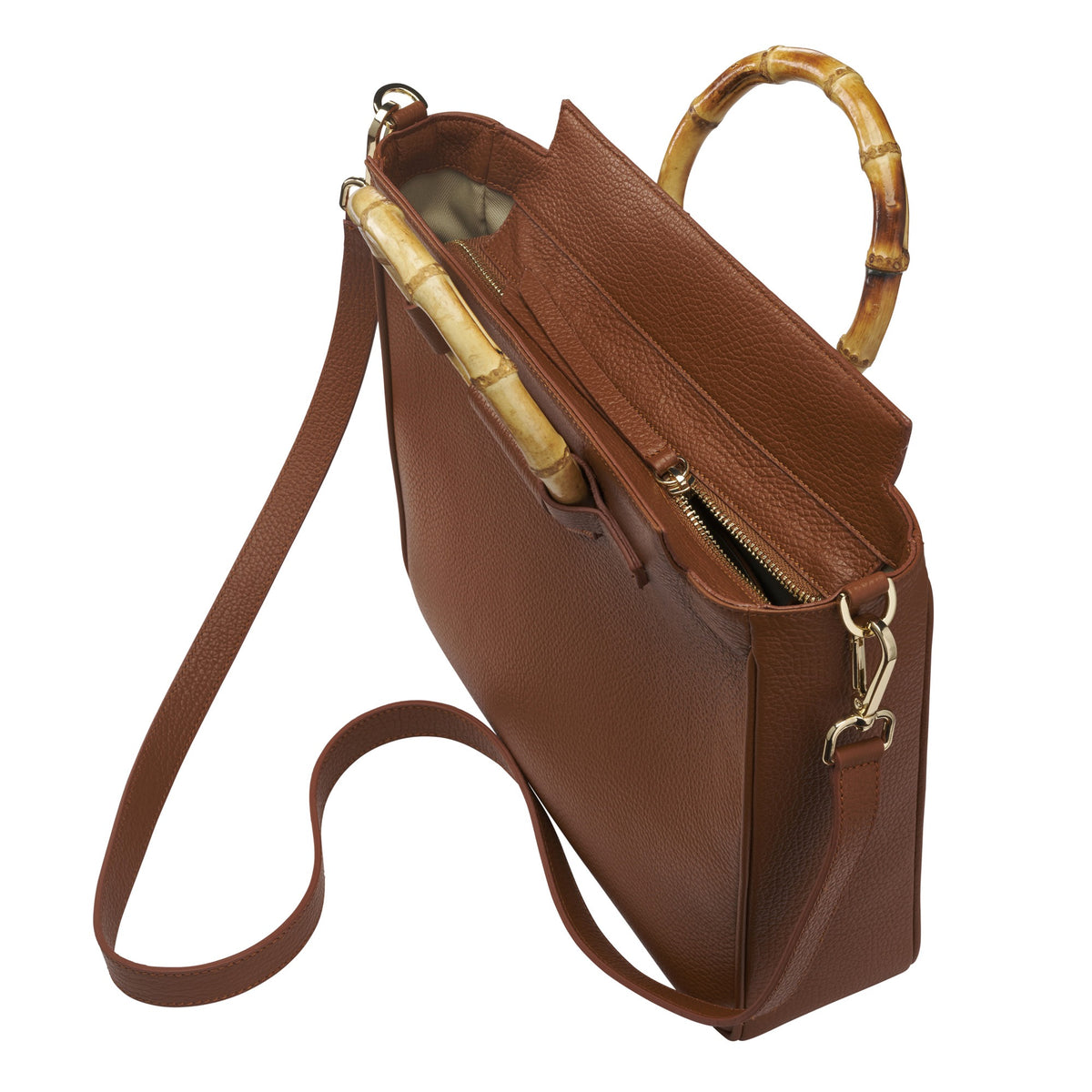 Tan Bamboo Leather Handbag