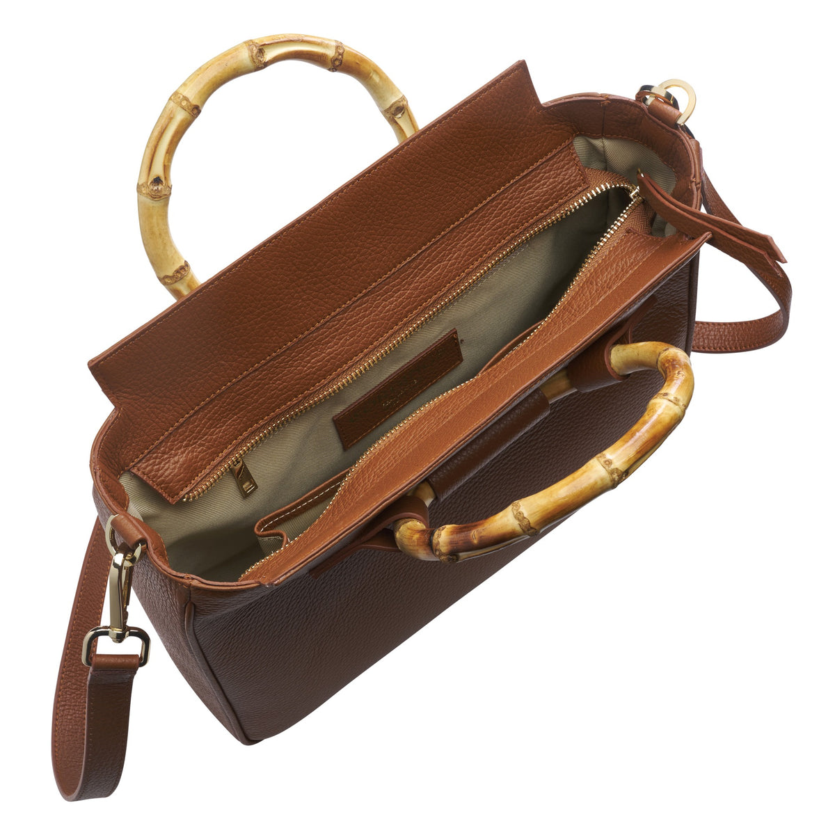 Tan Bamboo Leather Handbag