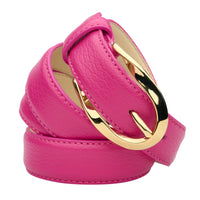 Classic Leather Pink Twist Belt