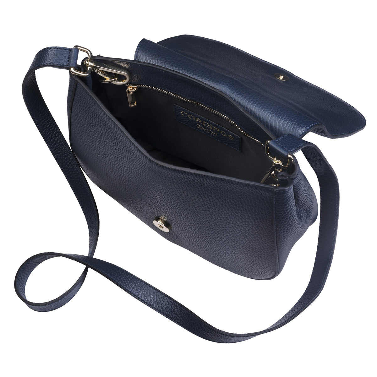 Navy Leather Clutch Handbag
