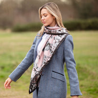 Airs & Graces Monochrome Pearl Pink Large Square Silk Scarf