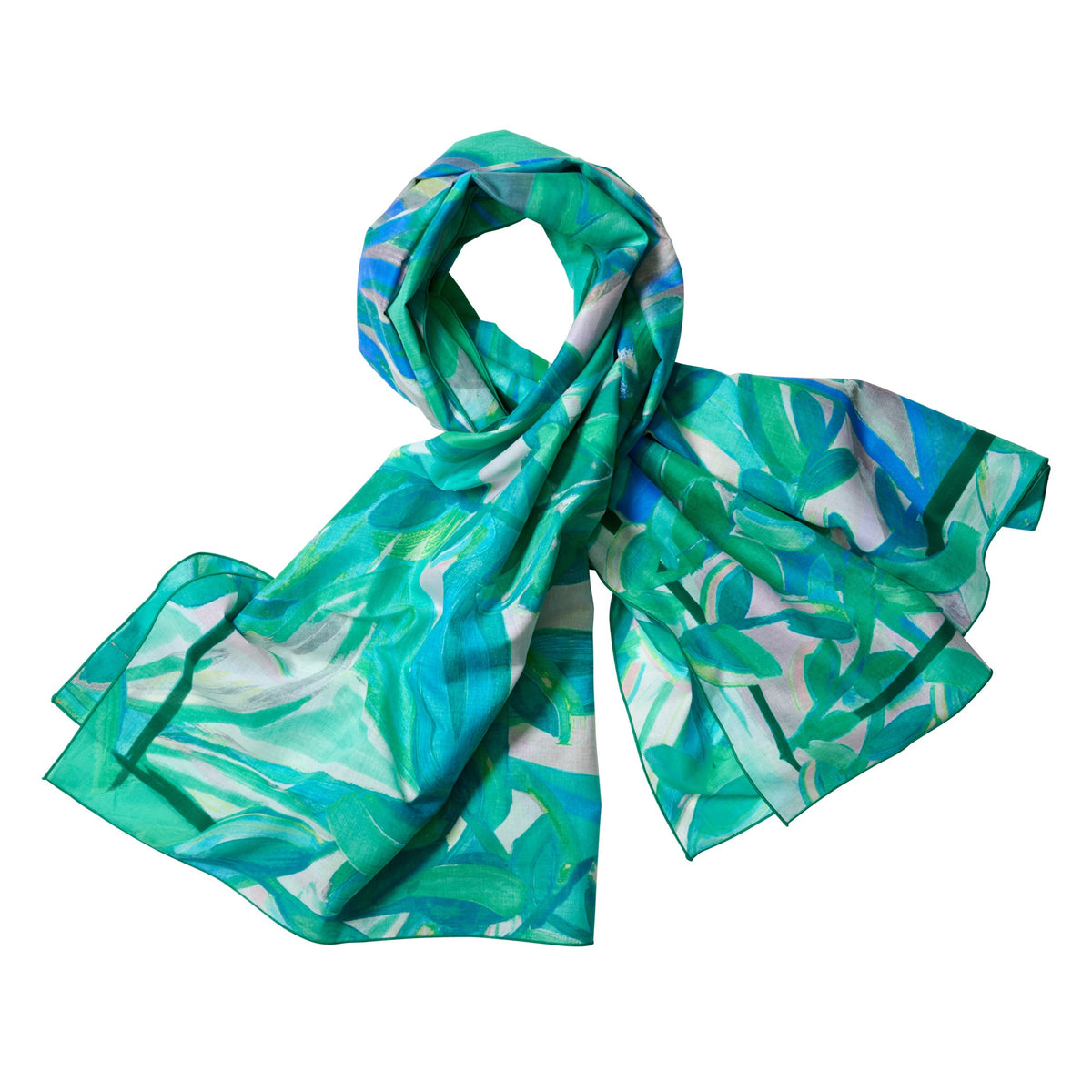 Green Tropical Square Cotton Scarf