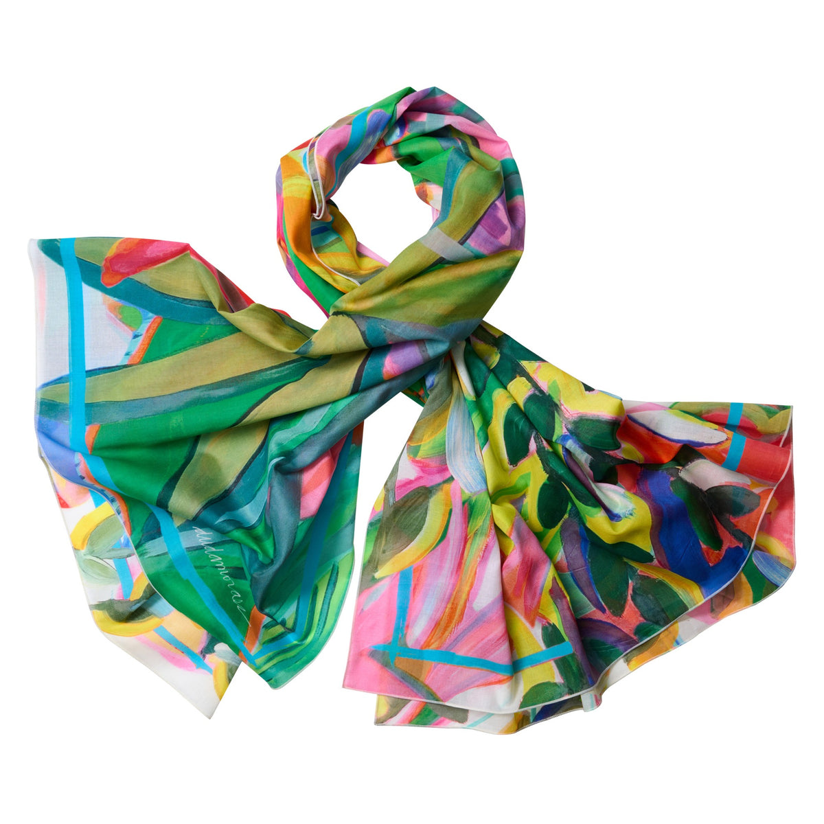 Orange Tropical Square Cotton Scarf