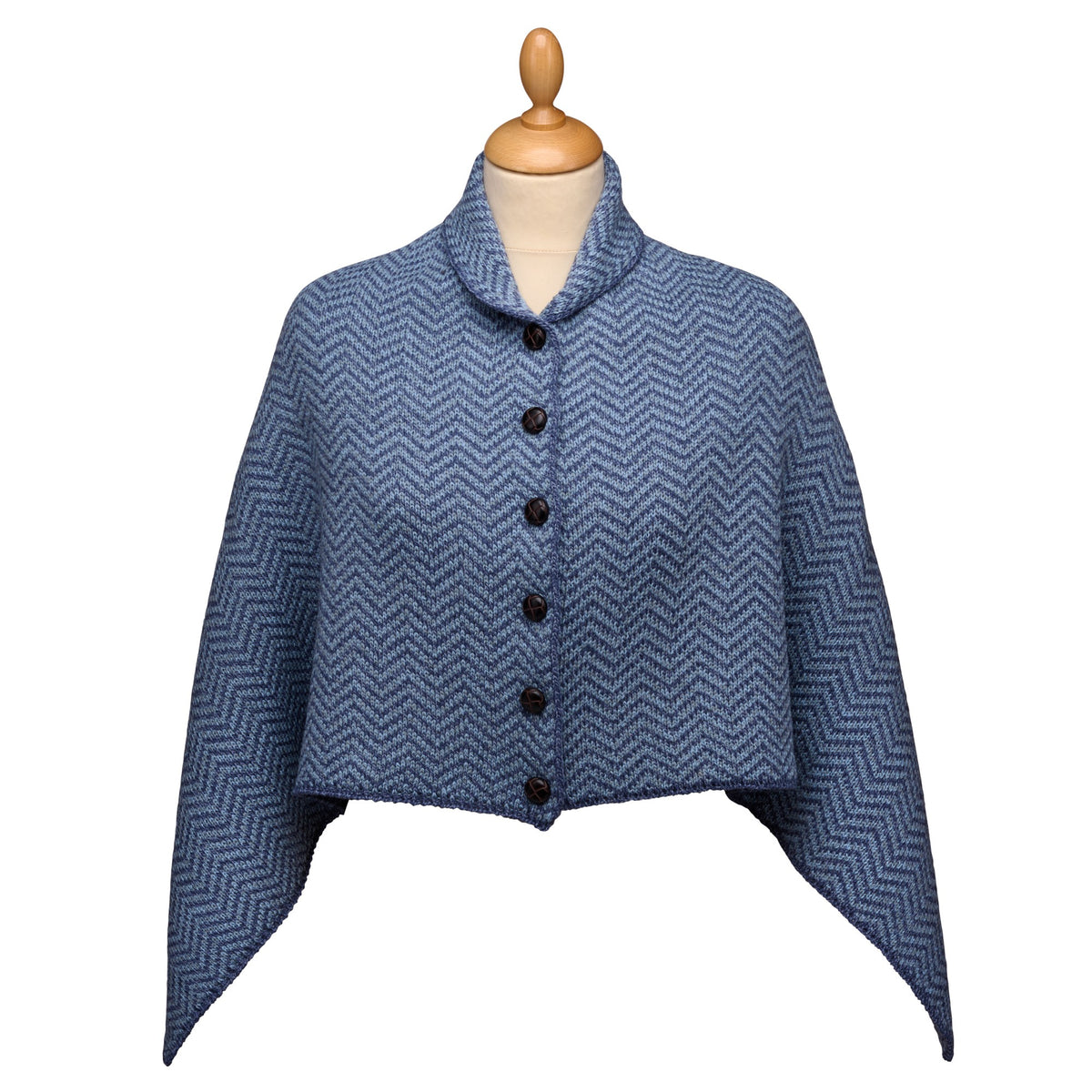 Blue Killala Herringbone Poncho