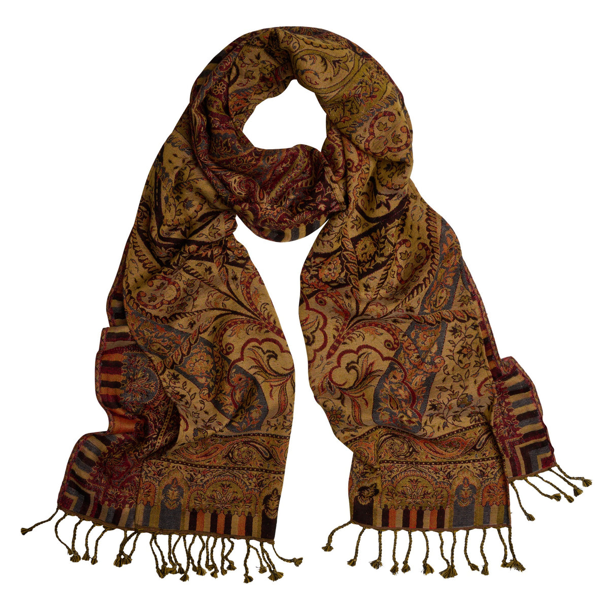 Red Jacquard T.ba Wool Scarf