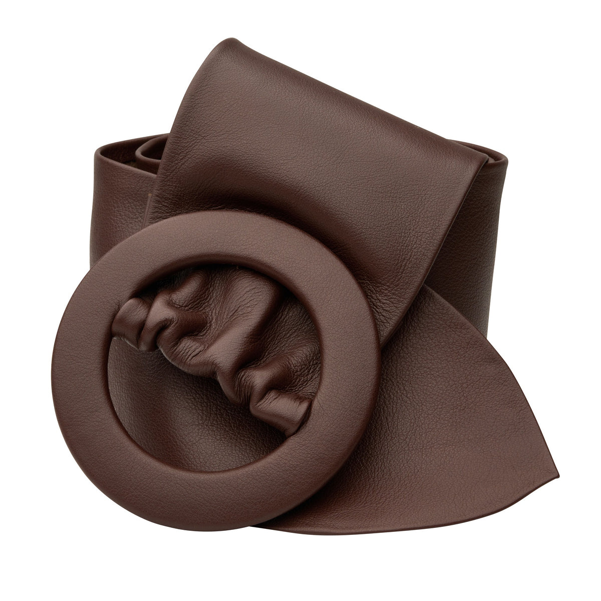 Chocolate High Waist Leather Curve Belt