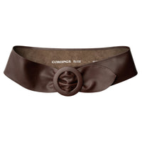 Chocolate High Waist Leather Curve Belt