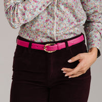 Classic Leather Pink Twist Belt