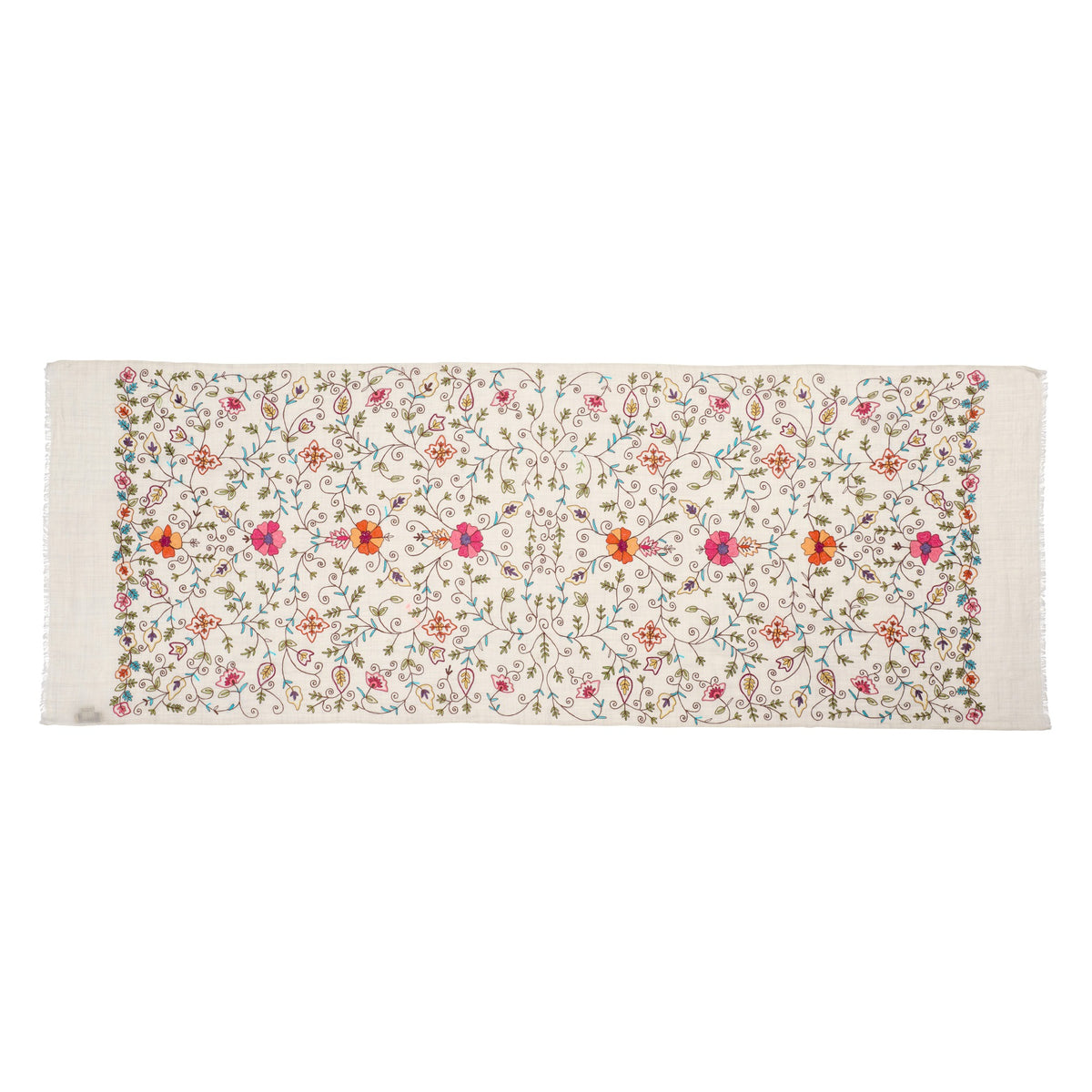 Cream Floral Embroidery Scarf