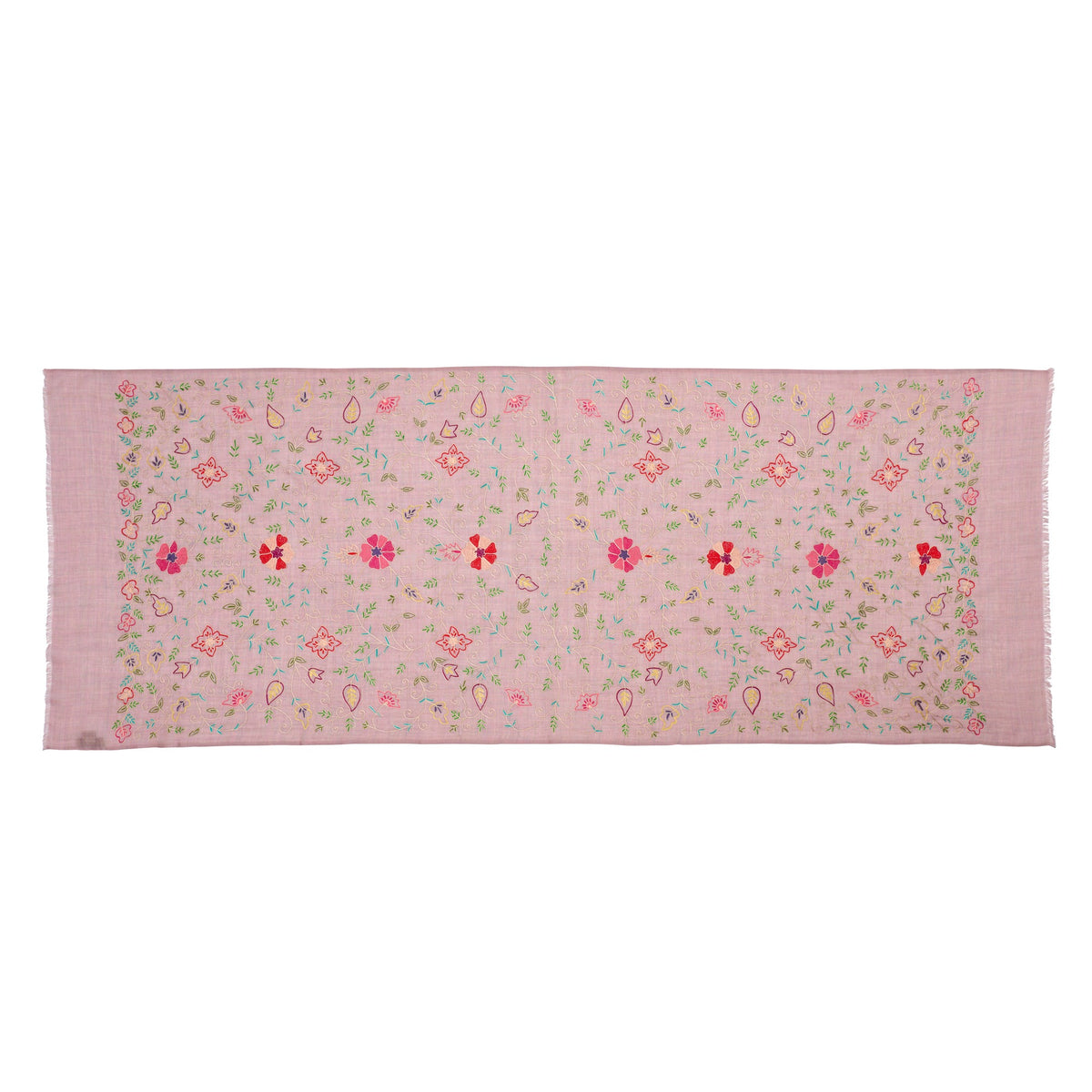 Pink Floral Embroidery Scarf