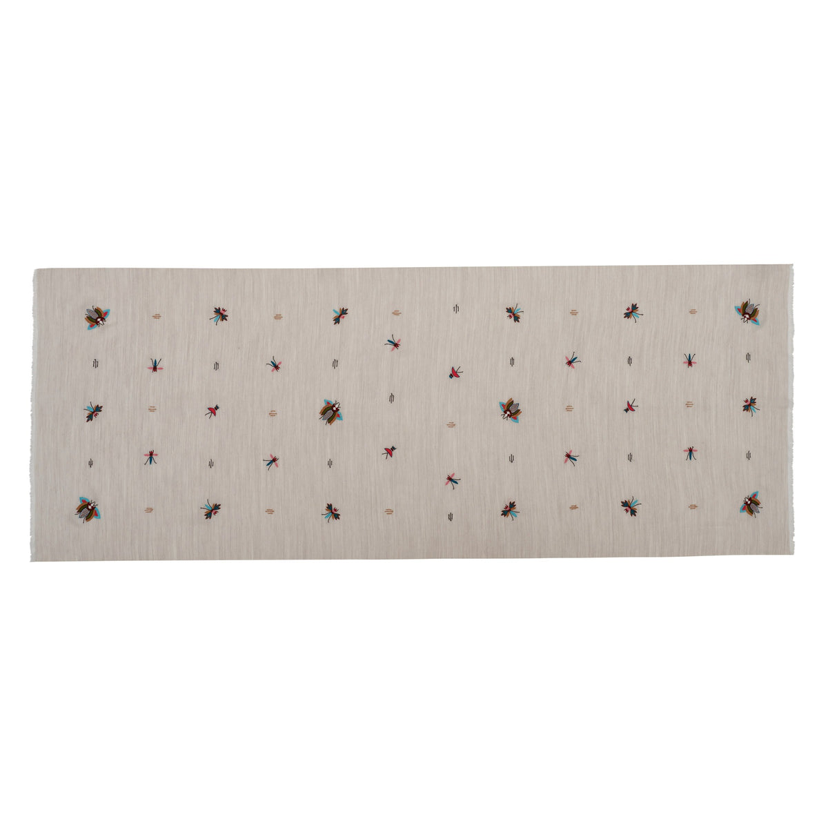 Taupe Wildlife Motif Silk Wool Scarf