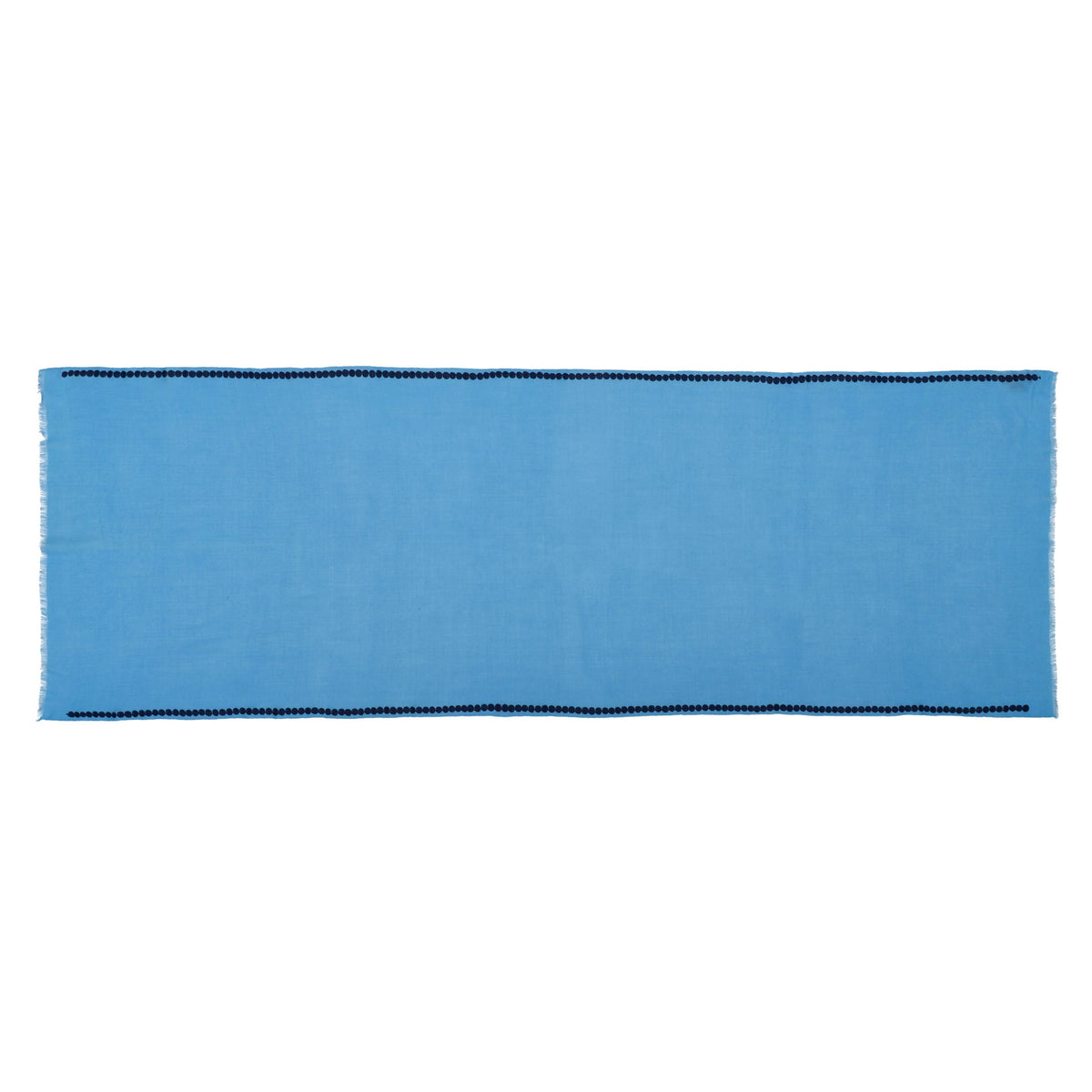 Blue Circle Motif Silk Wool Scarf