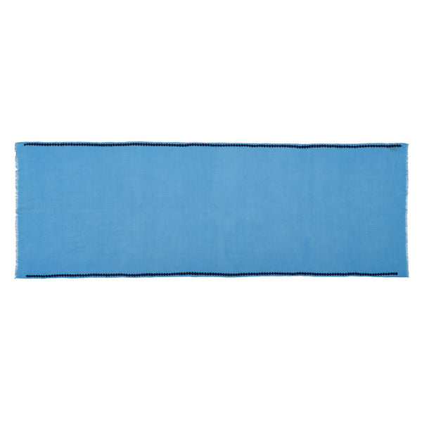 Blue Circle Motif Silk Wool Scarf