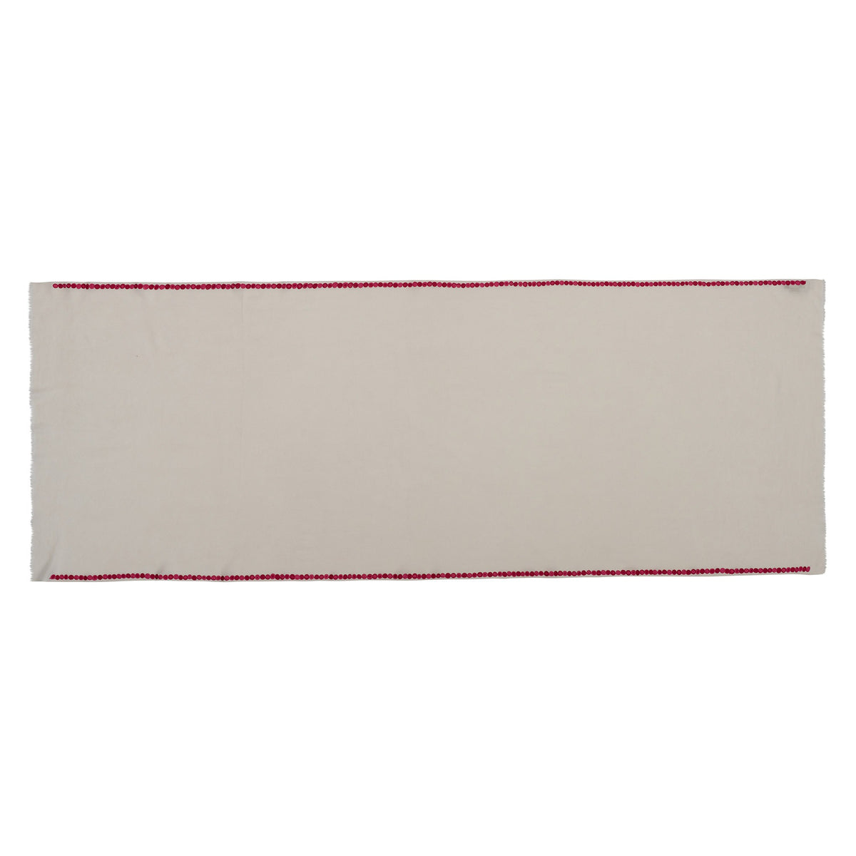 Cream Circle Motif Silk Wool Scarf