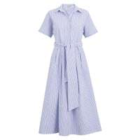 Striped Seersucker Shirt Dress