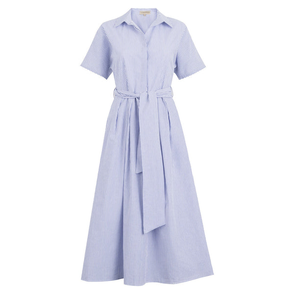 Striped Seersucker Shirt Dress