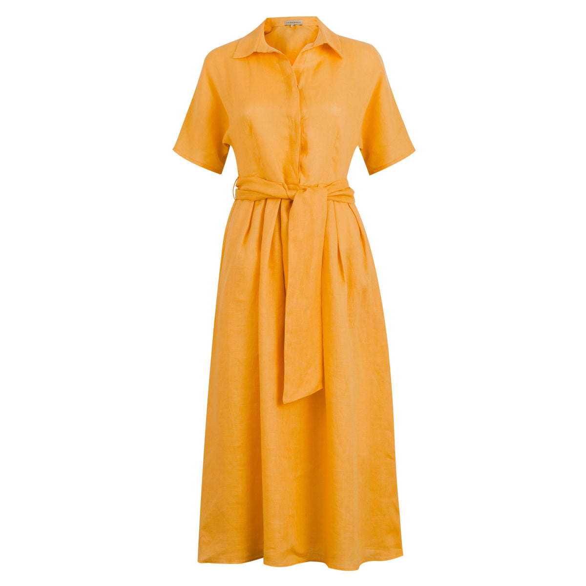 Yellow Linen Shirt Dress