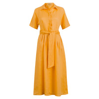 Yellow Linen Shirt Dress