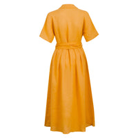 Yellow Linen Shirt Dress