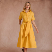 Yellow Linen Shirt Dress