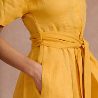 Yellow Linen Shirt Dress