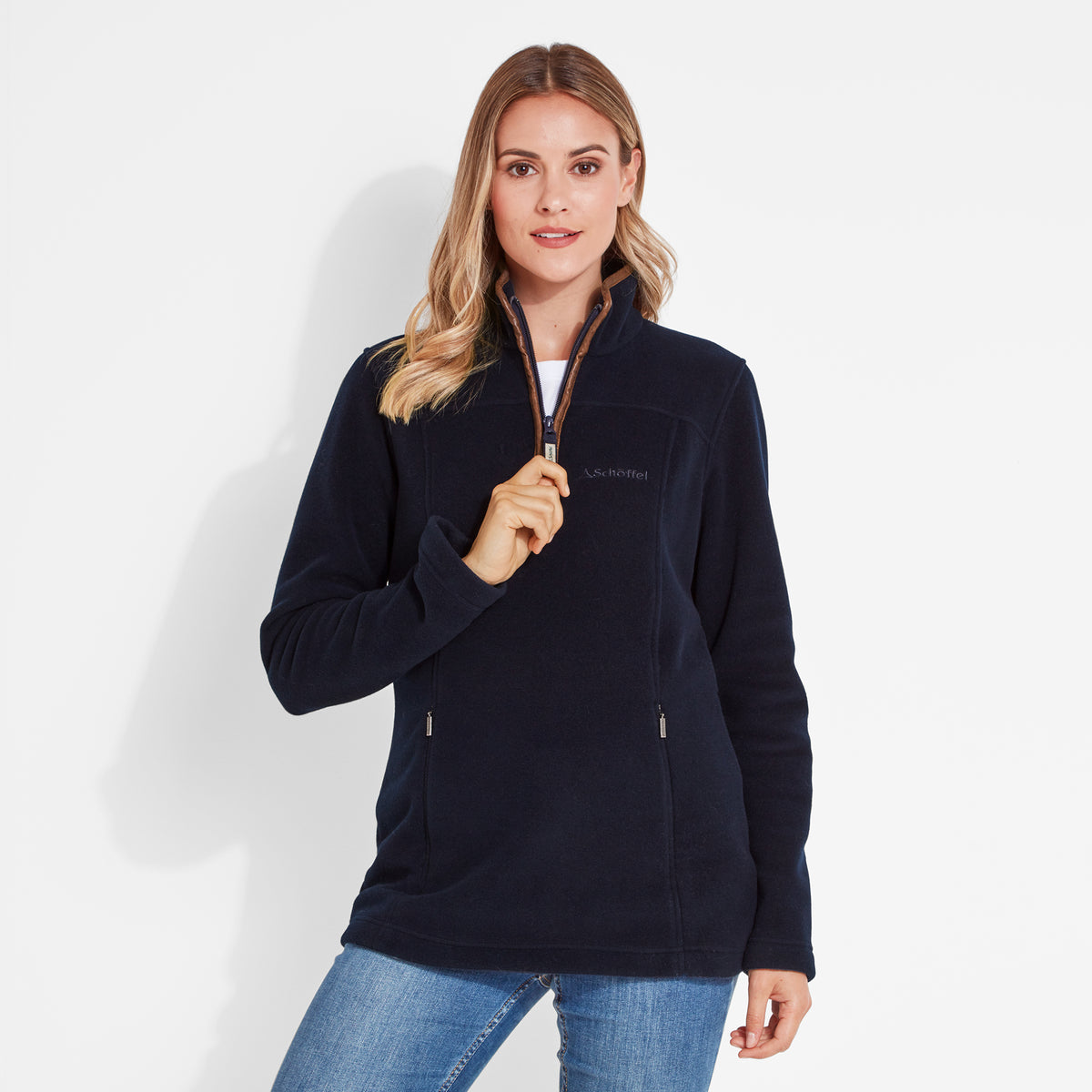 Schoffel Navy 1/4 Zip Tilton Fleece