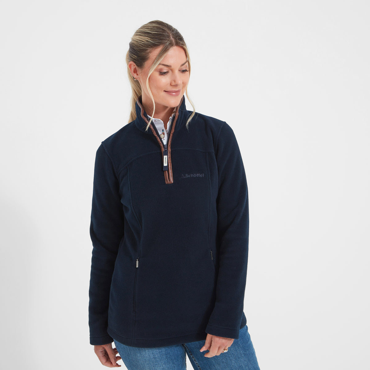 Schoffel Navy 1/4 Zip Tilton Fleece