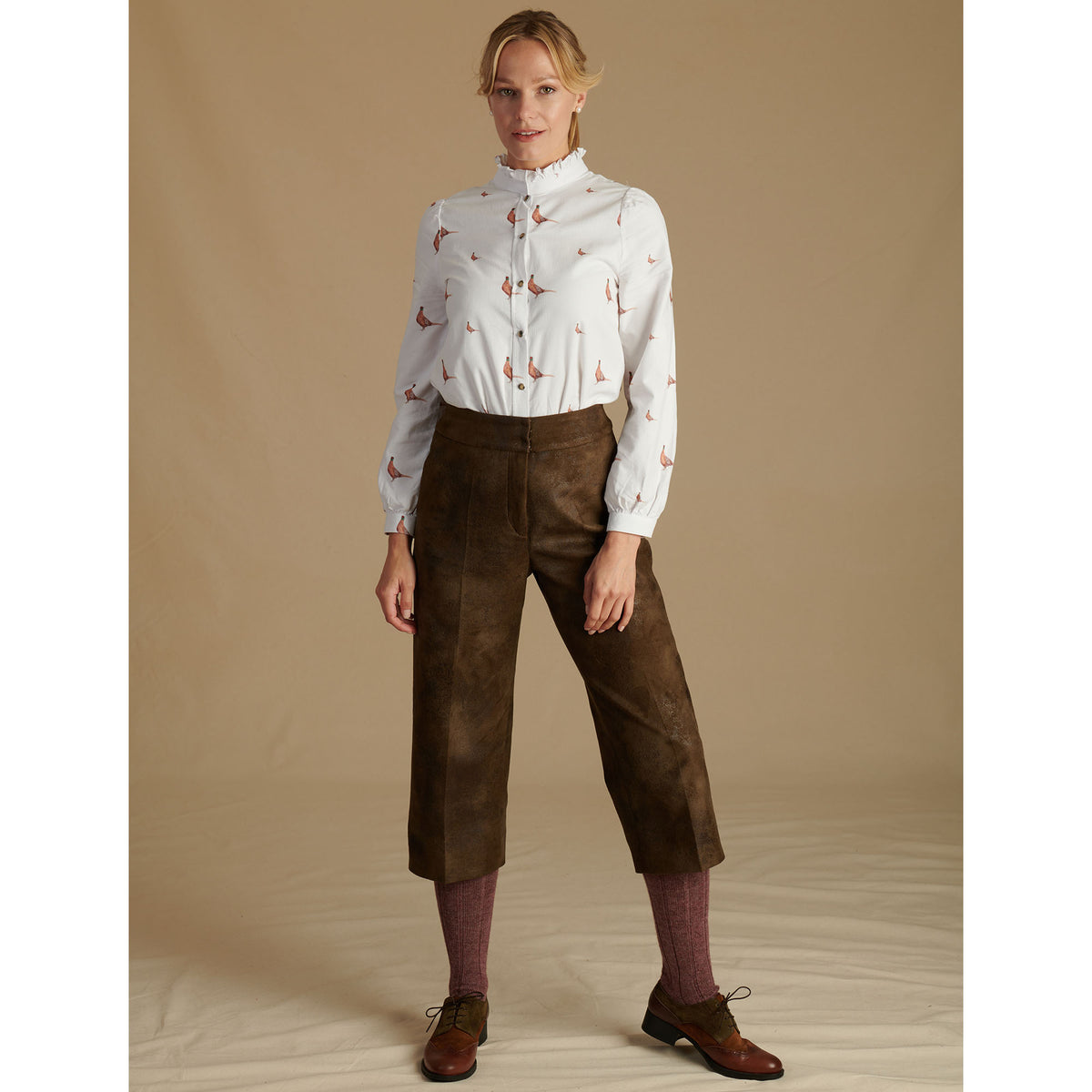 T.Ba Khaki York Faux Leather Trousers