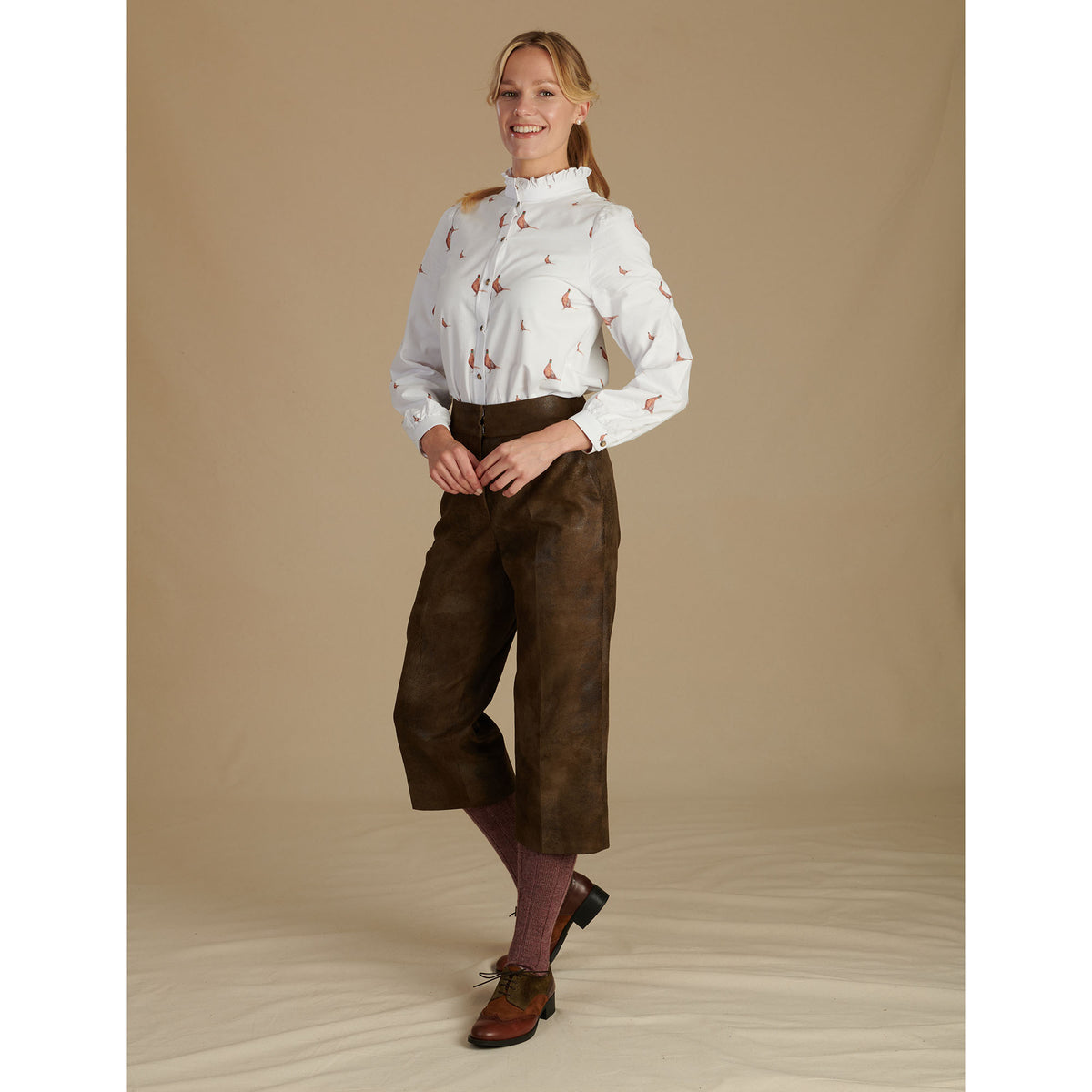 T.Ba Khaki York Faux Leather Trousers