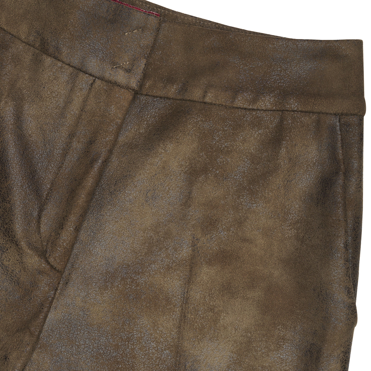 T.Ba Khaki York Faux Leather Trousers