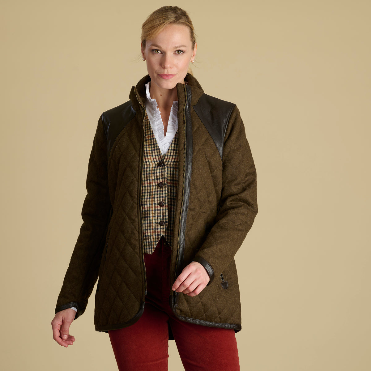 Green Derby Quilted Field Coat
