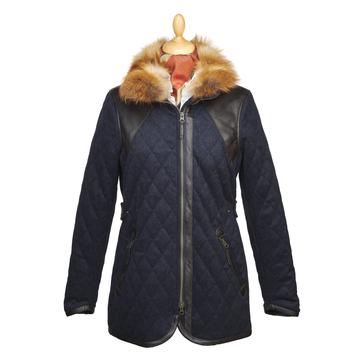 Navy Derby Quilted Field Coat