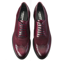 Deep Bordeaux Leather and Suede Brogue Shoes
