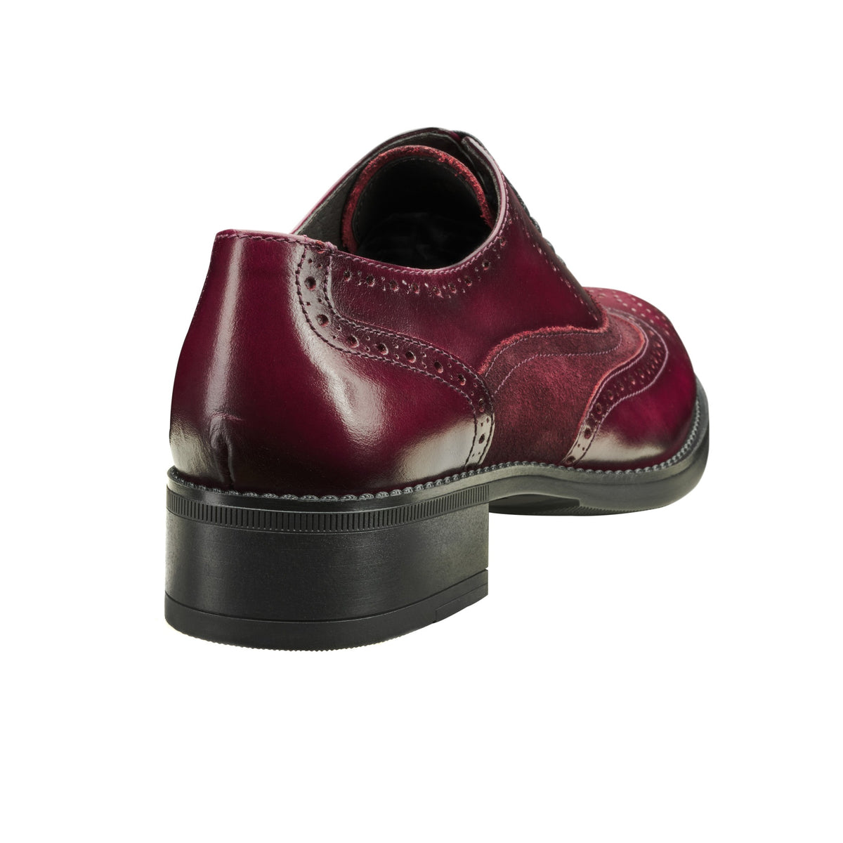 Deep Bordeaux Leather and Suede Brogue Shoes