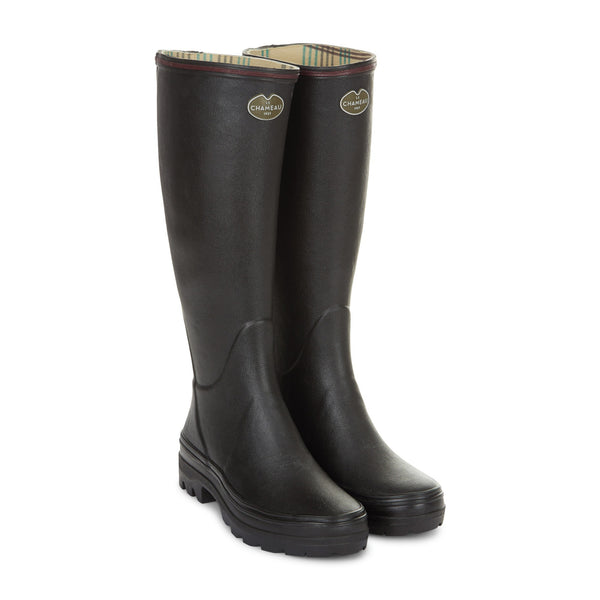 Black Le Chameau Giverny Jersey Lined Boots