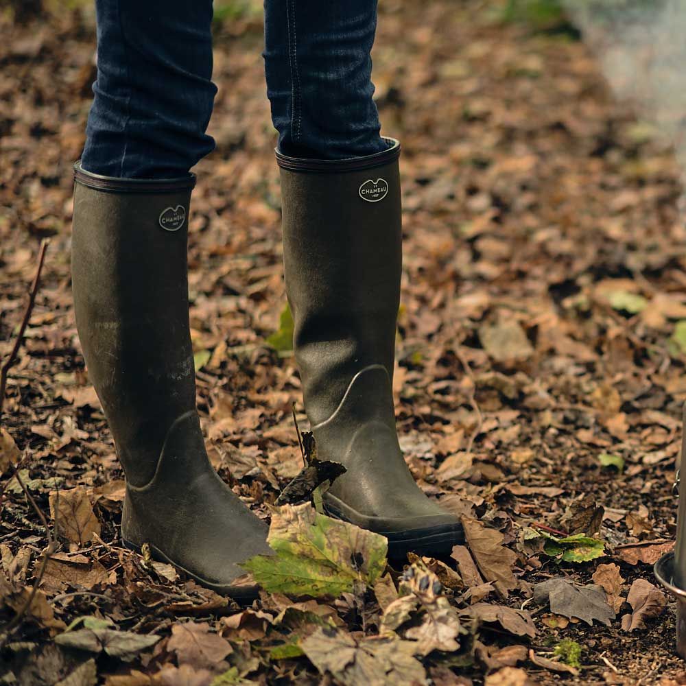 Olive Le Chameau Giverny Lined Boots