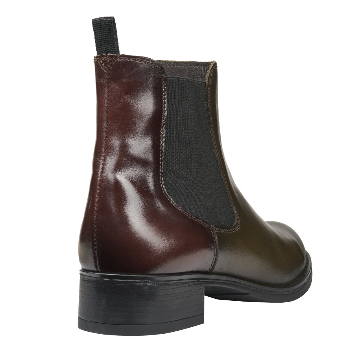 Olive Leather Contrast Heeled Chelsea Boot