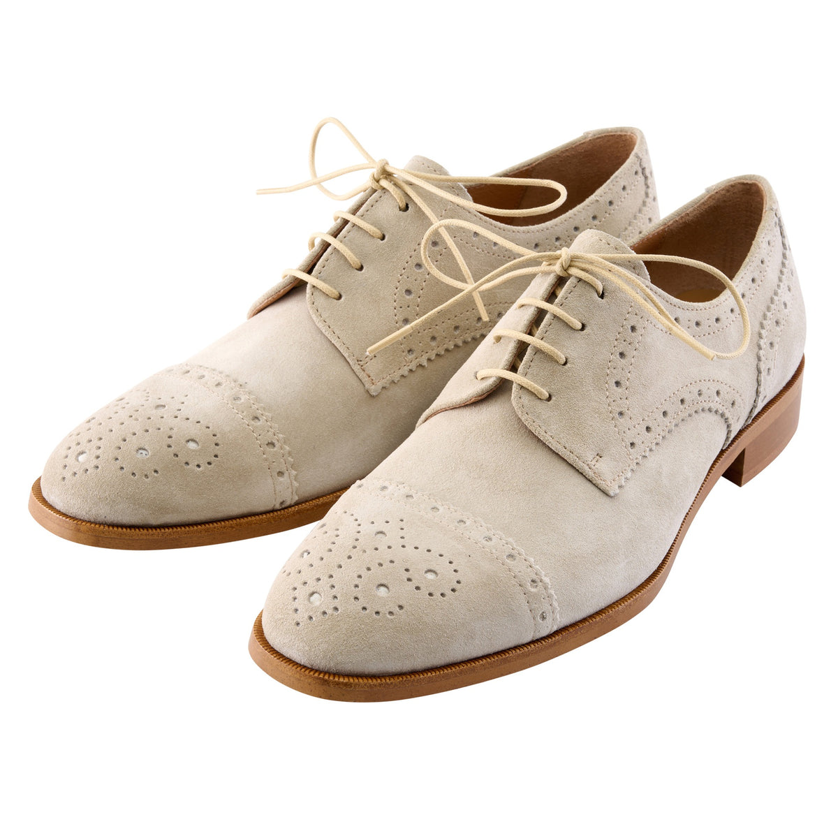 Beige Suede Leather Brogues