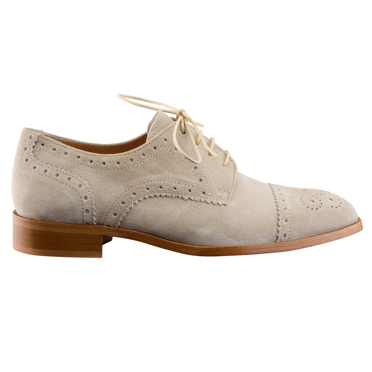 Beige Suede Leather Brogues