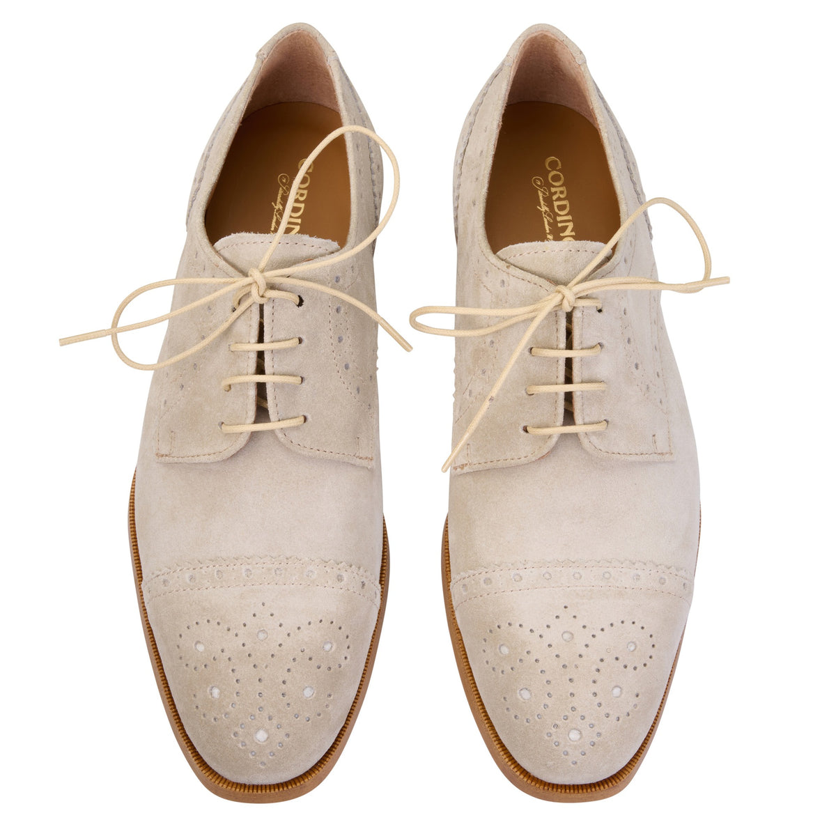 Beige Suede Leather Brogues