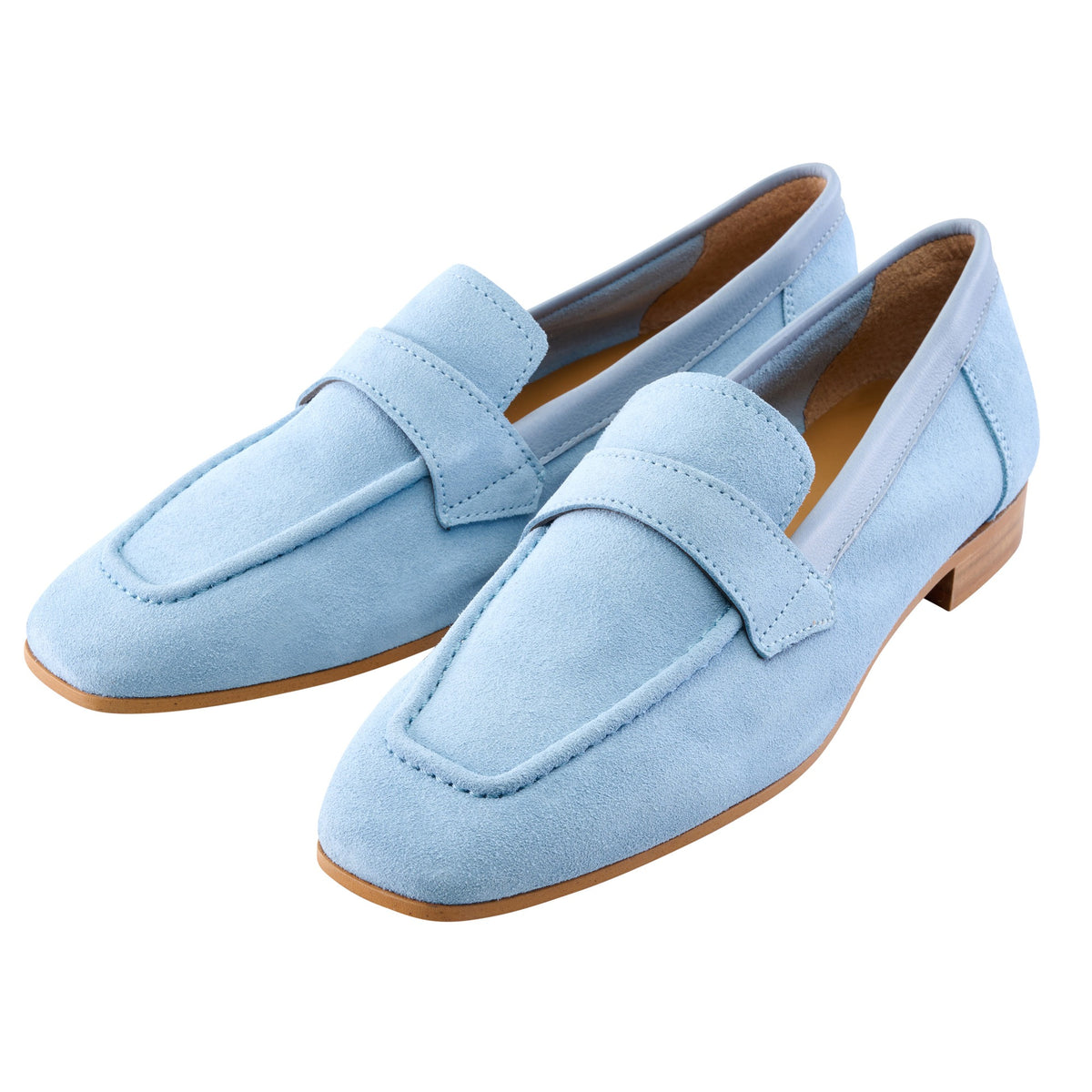 Pale Blue Suede Livia Loafers