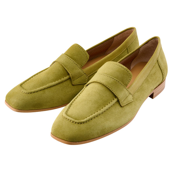 Green Suede Livia Loafers