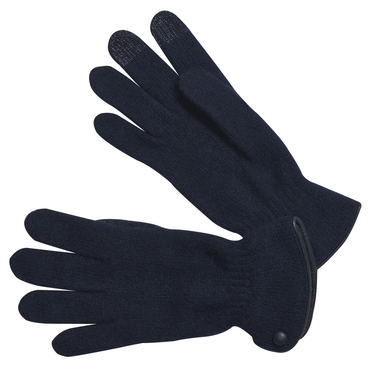 Navy Angora Button Gloves