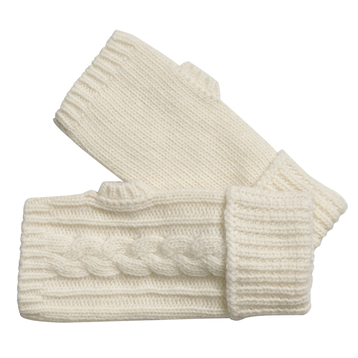 Cream Cable Knit Merino Mittens