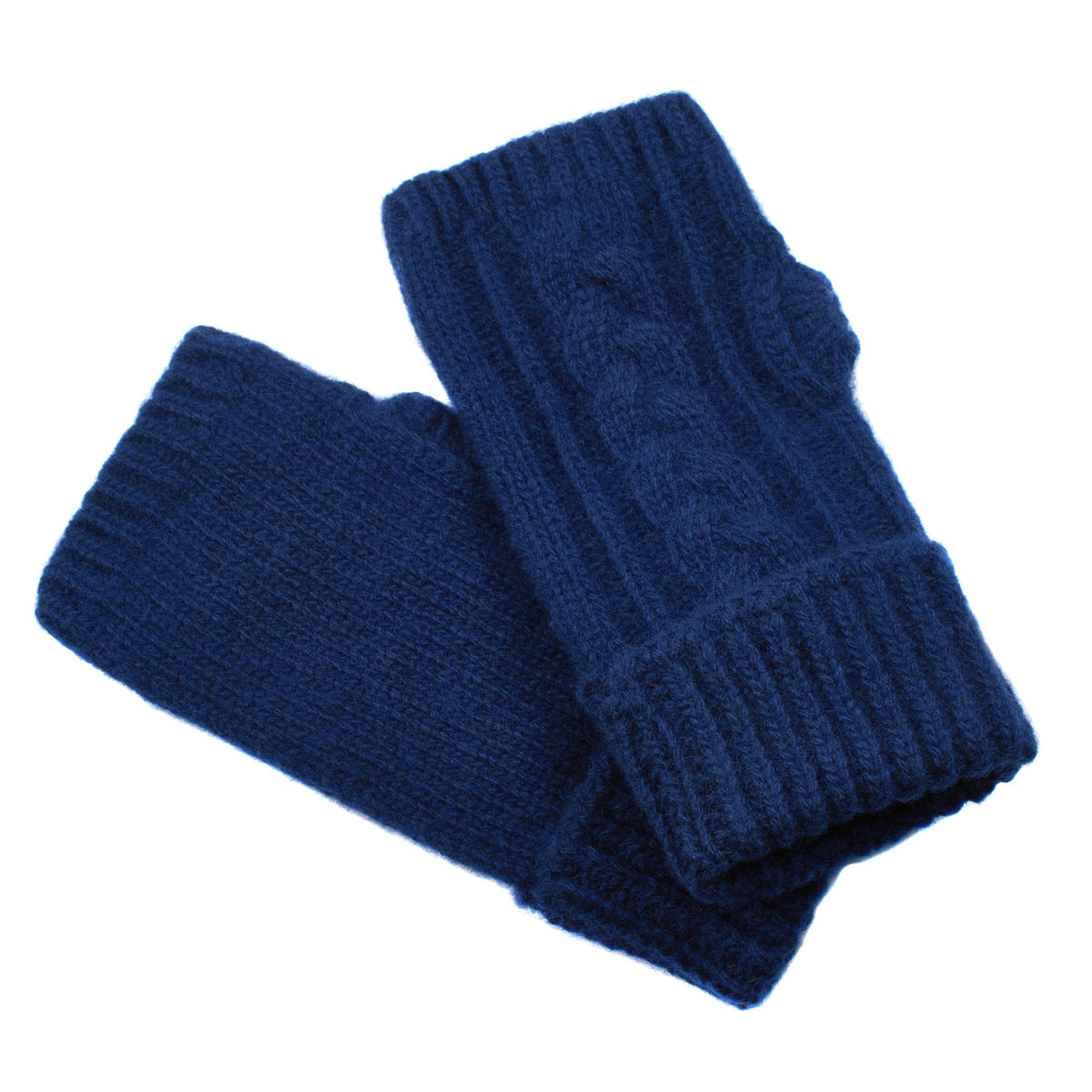 Navy Cable Knit Merino Mittens